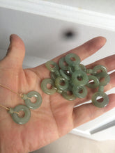 Load image into Gallery viewer, Sold  100% Natural watery safe and sound mom and daughter buckle dangling jadeite Jade earring AS2
