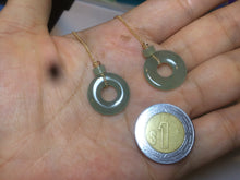 Load image into Gallery viewer, Sold  100% Natural watery safe and sound mom and daughter buckle dangling jadeite Jade earring AS2

