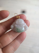 Load image into Gallery viewer, Certified 100% Natural sunny green/white/light purple happy buddha jadeite Jade pendant necklace X110-3-7354
