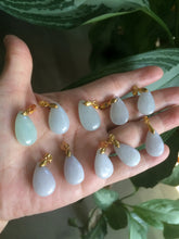 Load image into Gallery viewer, 100% natural icy watery green/white/purple type A jadeite jade water drop pendant necklace group AT78
