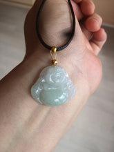 Load image into Gallery viewer, Certified 100% Natural light green/white happy buddha jadeite Jade pendant necklace X110-4-7361

