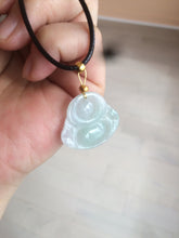 Load image into Gallery viewer, Certified 100% Natural light green/white happy buddha jadeite Jade pendant necklace X110-4-7361
