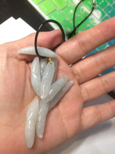 Load image into Gallery viewer, Type A 100% Natural light green/white Jadeite Jade corn Pendant AF43
