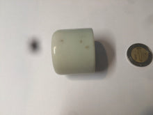 Load image into Gallery viewer, 100% Natural beige with brown flying dandelions nephrite Jade men&#39;s thumb ring HE10
