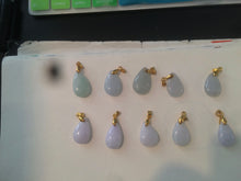Load image into Gallery viewer, 100% natural icy watery green/white/purple type A jadeite jade water drop pendant necklace group AT78
