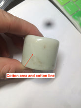 Load image into Gallery viewer, 100% Natural beige with brown flying dandelions nephrite Jade men&#39;s thumb ring HE10
