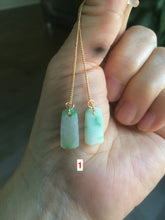 Load image into Gallery viewer, 100% Natural icy sunny green/purple safe and sound dangling jadeite Jade earring AT72 (Add on item. No sale individually)
