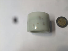 Load image into Gallery viewer, 100% Natural beige with brown flying dandelions nephrite Jade men&#39;s thumb ring HE10
