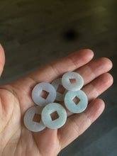 Load image into Gallery viewer, 18-19.6mm Type A 100% Natural sunny green/ light purple/white Jadeite Jade ancient Chinese coin pendant group AT75
