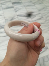 Load image into Gallery viewer, 55mm Certified Type A 100% Natural white/beige Jadeite Jade bangle L52-7215

