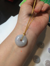 Load image into Gallery viewer, 16.5-19.8mm Type A 100% Natural light purple/white Jadeite Jade Safety Guardian Button donut Pendant group AT71 add on item
