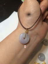 Load image into Gallery viewer, 16.5-19.8mm Type A 100% Natural light purple/white Jadeite Jade Safety Guardian Button donut Pendant group AT71 add on item

