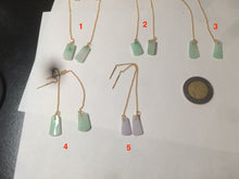 Load image into Gallery viewer, 100% Natural icy sunny green/purple safe and sound dangling jadeite Jade earring AT72 (Add on item. No sale individually)
