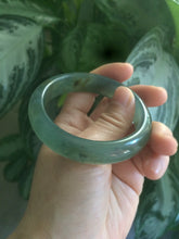 Load image into Gallery viewer, 53.7mm 100% Natural icy watery blue/black/gray Xiu Jade (Serpentine) bangle A32

