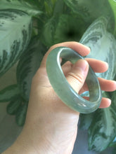 Load image into Gallery viewer, 53.7mm 100% Natural icy watery blue/black/gray Xiu Jade (Serpentine) bangle A32
