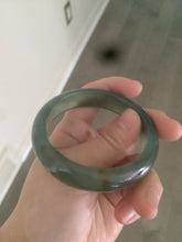 Load image into Gallery viewer, 53.7mm 100% Natural icy watery blue/black/gray Xiu Jade (Serpentine) bangle A32
