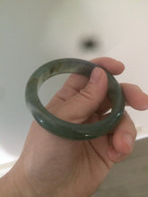 Load image into Gallery viewer, 53.7mm 100% Natural icy watery blue/black/gray Xiu Jade (Serpentine) bangle A32
