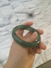 Load image into Gallery viewer, 53.7mm 100% Natural icy watery blue/black/gray Xiu Jade (Serpentine) bangle A32
