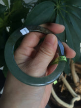 Load image into Gallery viewer, 52mm Certified Type A 100% Natural blue/dark green/black super thin Jadeite Jade bangle X62-7339

