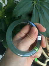 Load image into Gallery viewer, 52mm Certified Type A 100% Natural blue/dark green/black super thin Jadeite Jade bangle X62-7339
