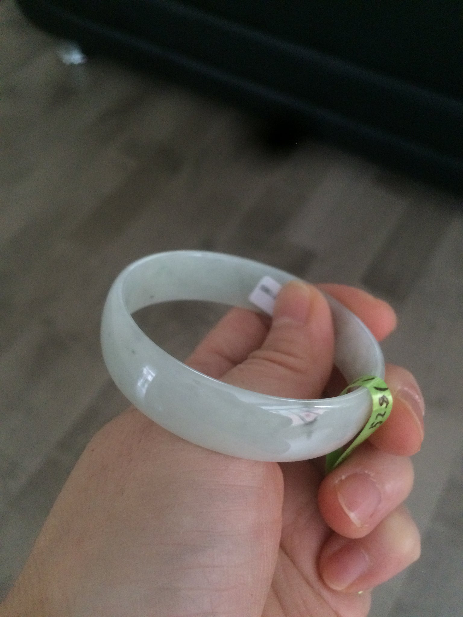 Load image into Gallery viewer, 52.7mm certified Type A 100% Natural white light green/white/black thin Jadeite Jade bangle AJ19-1060