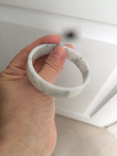 Load image into Gallery viewer, 52.2mm Certified type A 100% Natural light green floating flowers square Jadeite Jade bangle W85-8066
