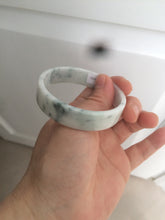 Load image into Gallery viewer, 52.2mm Certified type A 100% Natural light green floating flowers square Jadeite Jade bangle W85-8066
