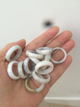 Load image into Gallery viewer, Size 3 3/4-10 1/4 100% natural type A white/gray/black jadeite jade band ring AT17 (Add on item! not sale individually)
