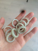 Load image into Gallery viewer, 15.7-18.9mm size5-8 3/4 100% natural type A icy watery green/yellow jadeite jade band ring AT15
