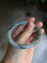Load image into Gallery viewer, 56.7mm Certified type A 100% Natural light green purple with floating flowers slim round cut jadeite jade bangle AC51-7554
