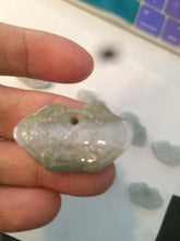 Load image into Gallery viewer, 100% Natural green/white Jadeite Jade healthy and longevity lock pendant AQ49
