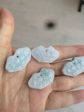 Load image into Gallery viewer, 100% Natural green/white Jadeite Jade healthy and longevity lock pendant AQ49
