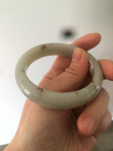 Load image into Gallery viewer, Sale! Certified 53.3mm 100% Natural light green with brown floating dandelions nephrite nephrite Jade bangle R30-0055
