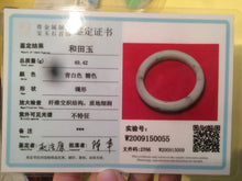 Load image into Gallery viewer, Sale! Certified 53.3mm 100% Natural light green with brown floating dandelions nephrite nephrite Jade bangle R30-0055
