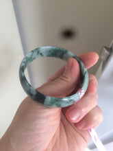 Load image into Gallery viewer, 52mm Certified  Type A 100% Natural dark green floating flowers Jadeite Jade bangle E1-1526
