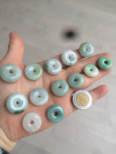 Load image into Gallery viewer, 17.8-21mm Type A 100% Natural green/white Jadeite Jade Safety Guardian Button donut Pendant group AD33
