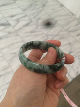 Load image into Gallery viewer, 52mm Certified  Type A 100% Natural dark green floating flowers Jadeite Jade bangle E1-1526

