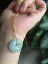 Load image into Gallery viewer, 17.8-21mm Type A 100% Natural green/white Jadeite Jade Safety Guardian Button donut Pendant group AD33
