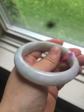 Load image into Gallery viewer, 56.3mm certified 100% natural Type A light green/white jadeite jade bangle Z9-3447
