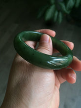 Load image into Gallery viewer, 51.7mm 100% Natural dark green/black nephrite Jade (碧玉) bangle HF33-0766
