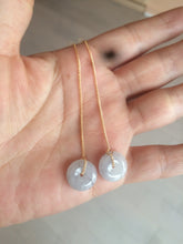 Load image into Gallery viewer, 100% Natural icy watery white/black (冰乌鸡) safety guardian donut dangling jadeite Jade earring D81
