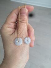 Load image into Gallery viewer, 100% Natural icy watery white/black (冰乌鸡) safety guardian donut dangling jadeite Jade earring D81
