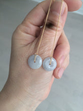 Load image into Gallery viewer, 100% Natural icy watery white/black (冰乌鸡) safety guardian donut dangling jadeite Jade earring D81
