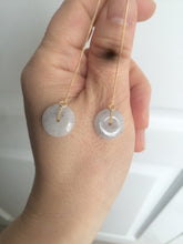 Load image into Gallery viewer, 100% Natural icy watery white/black (冰乌鸡) safety guardian donut dangling jadeite Jade earring D81
