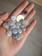 Load image into Gallery viewer, 100% Natural icy watery white/black (冰乌鸡) safety guardian donut dangling jadeite Jade earring D81
