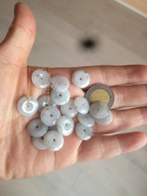 Load image into Gallery viewer, 100% Natural icy watery white/black (冰乌鸡) safety guardian donut dangling jadeite Jade earring D81
