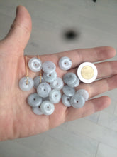 Load image into Gallery viewer, 100% Natural icy watery white/black (冰乌鸡) safety guardian donut dangling jadeite Jade earring D81
