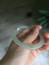 Load image into Gallery viewer, 54.9mm certified Type A 100% Natural icy green/white super thin Jadeite bangle Q33-0414
