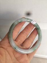 Load image into Gallery viewer, 56.7mm Certified type A 100% Natural light green purple with floating flowers slim round cut jadeite jade bangle AC51-7554
