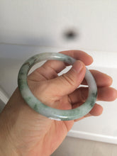 Load image into Gallery viewer, 56.7mm Certified type A 100% Natural light green purple with floating flowers slim round cut jadeite jade bangle AC51-7554

